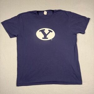 BYU Cougars Gildan Softstyle T-Shirt Mens 2XL Navy Blue Graphic Logo Tee Sports